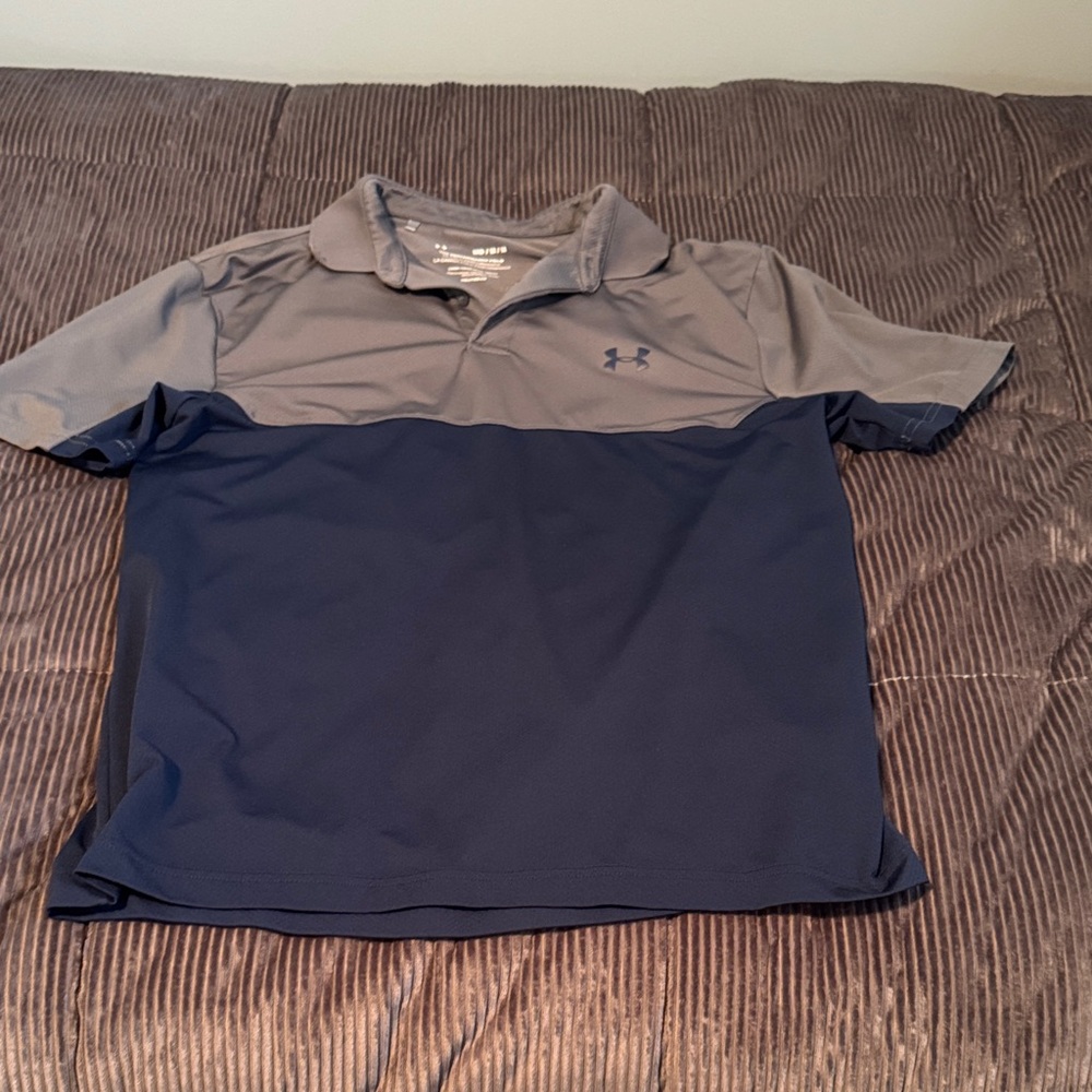 Under Armour Men's Golf Polo Gray Navy Colorblock Size Medium